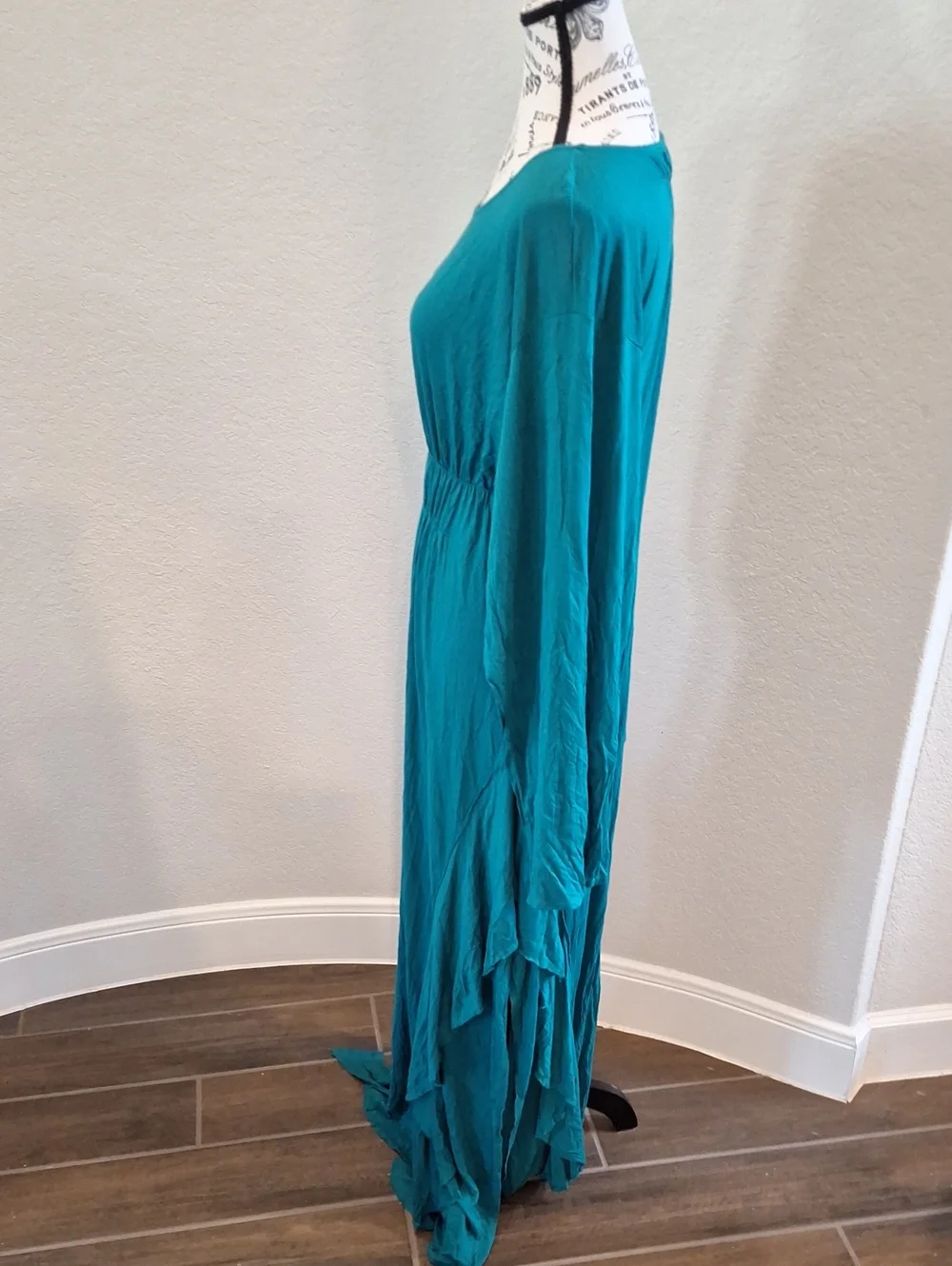 Free People FP Beach Witchy Open Sleeve Coastal Maxi Dress Teal Size Small